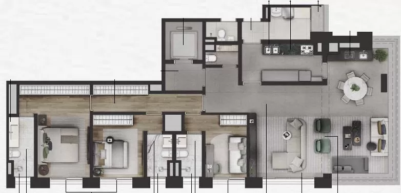 Planta 03 - 3 dorm 154m² – Praça Lindenberg Macurapé