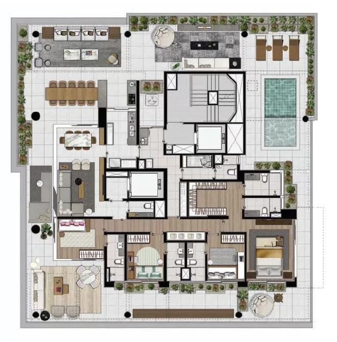 Planta 03 - 3 dorm 441m² - garden – Agia Faria Lima