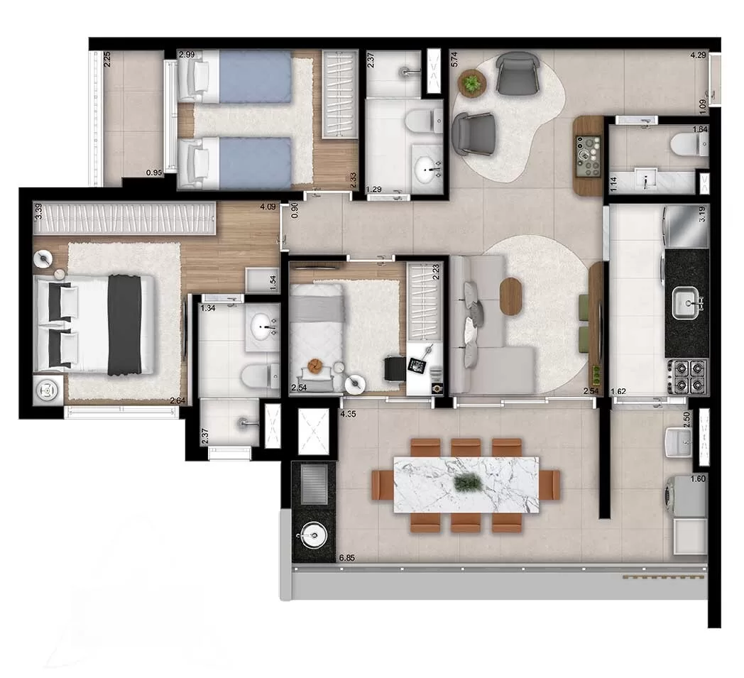 3 dorm 88m² – Mac Campo Belo
