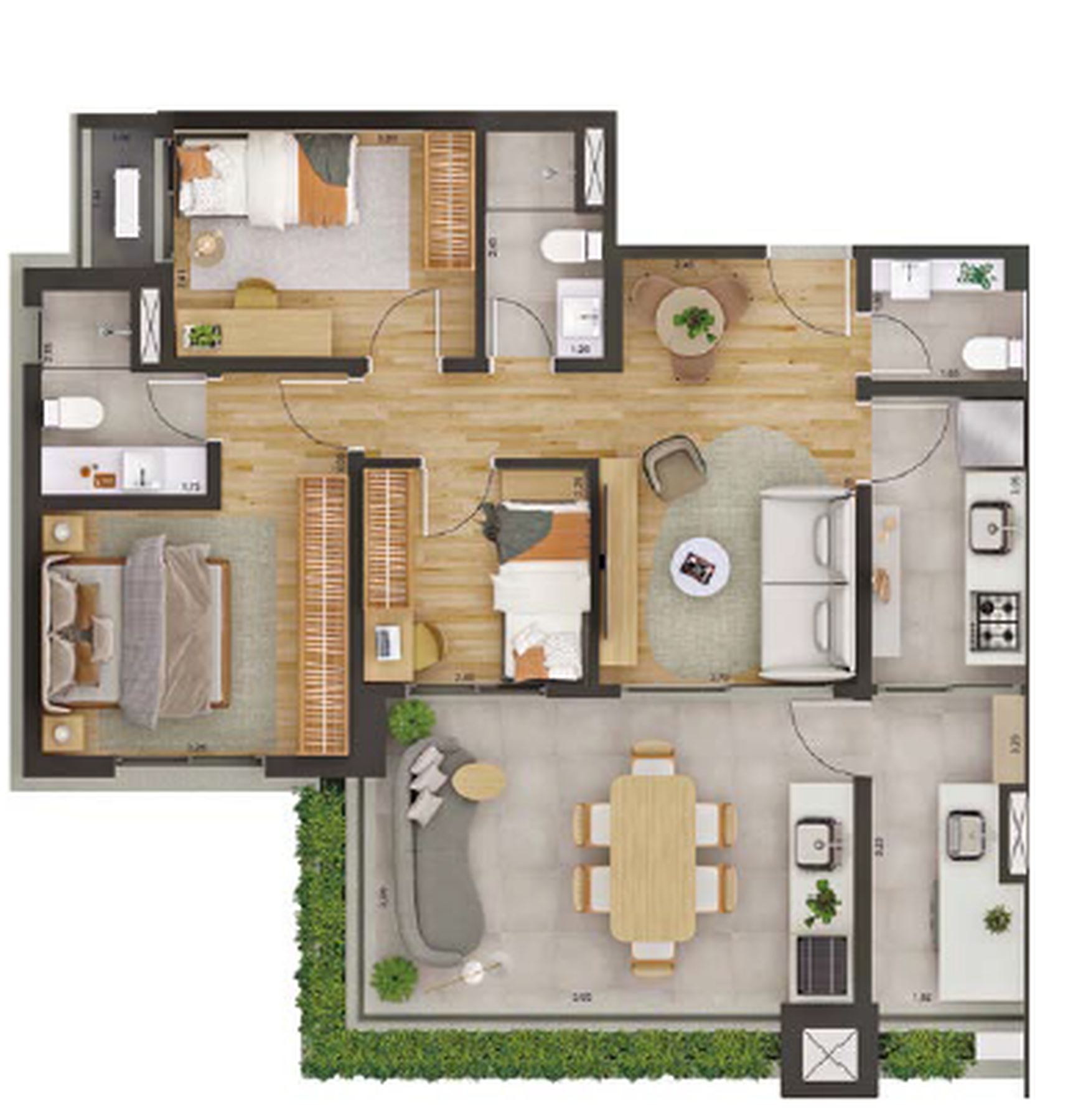 Planta 03 - 3 dorm 89m² – Florea Bosque da Saúde