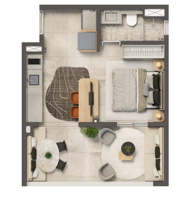 1 dorm 35m² – Living Full Estaiada