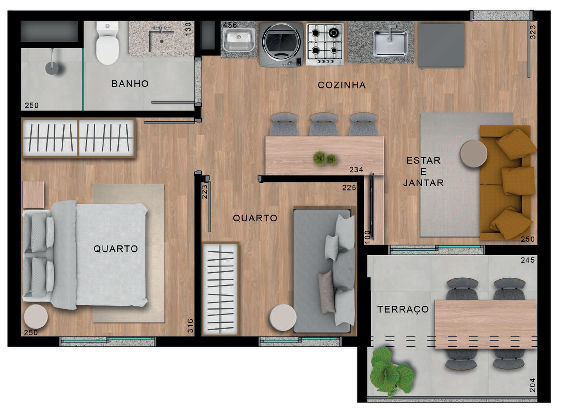 2 dorm 38,47m² – Up Saúde