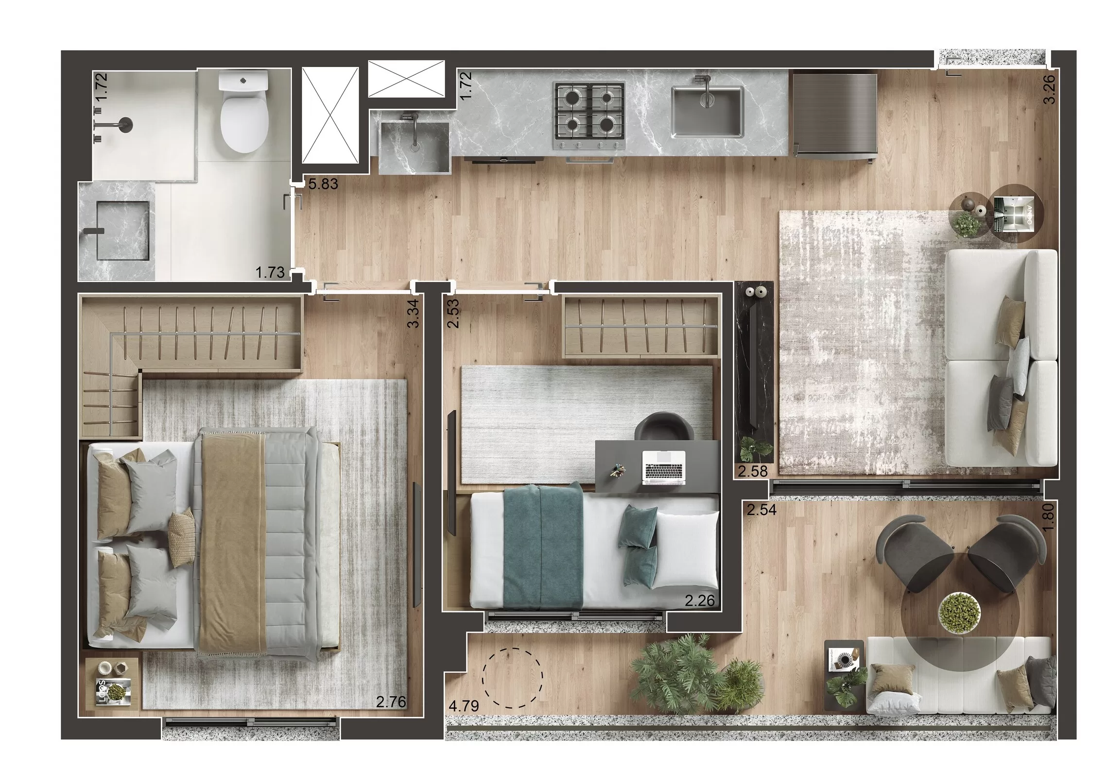 2 dorm 39m² – Today Saúde