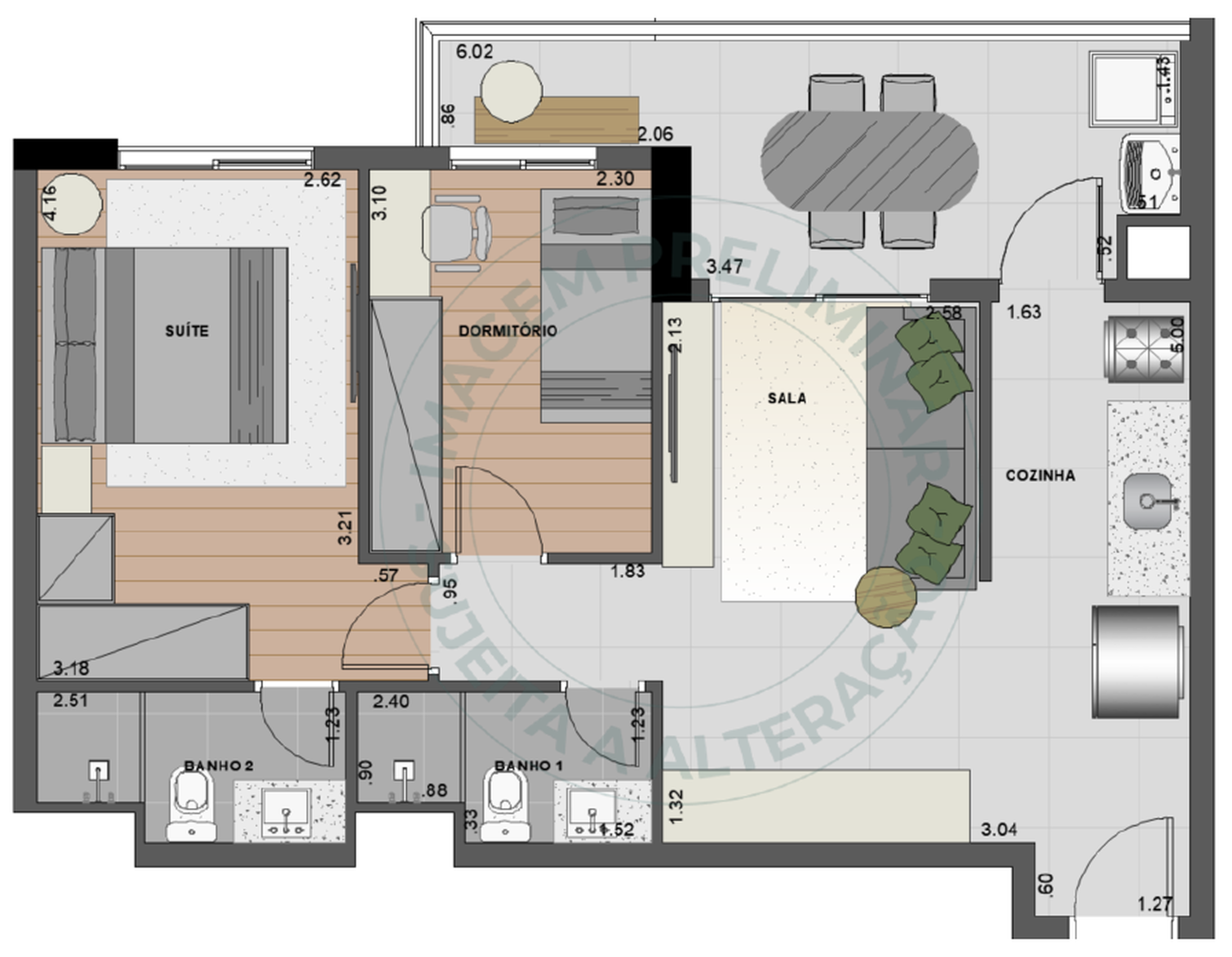 2 dorm 63m² – Vila Ares Saúde