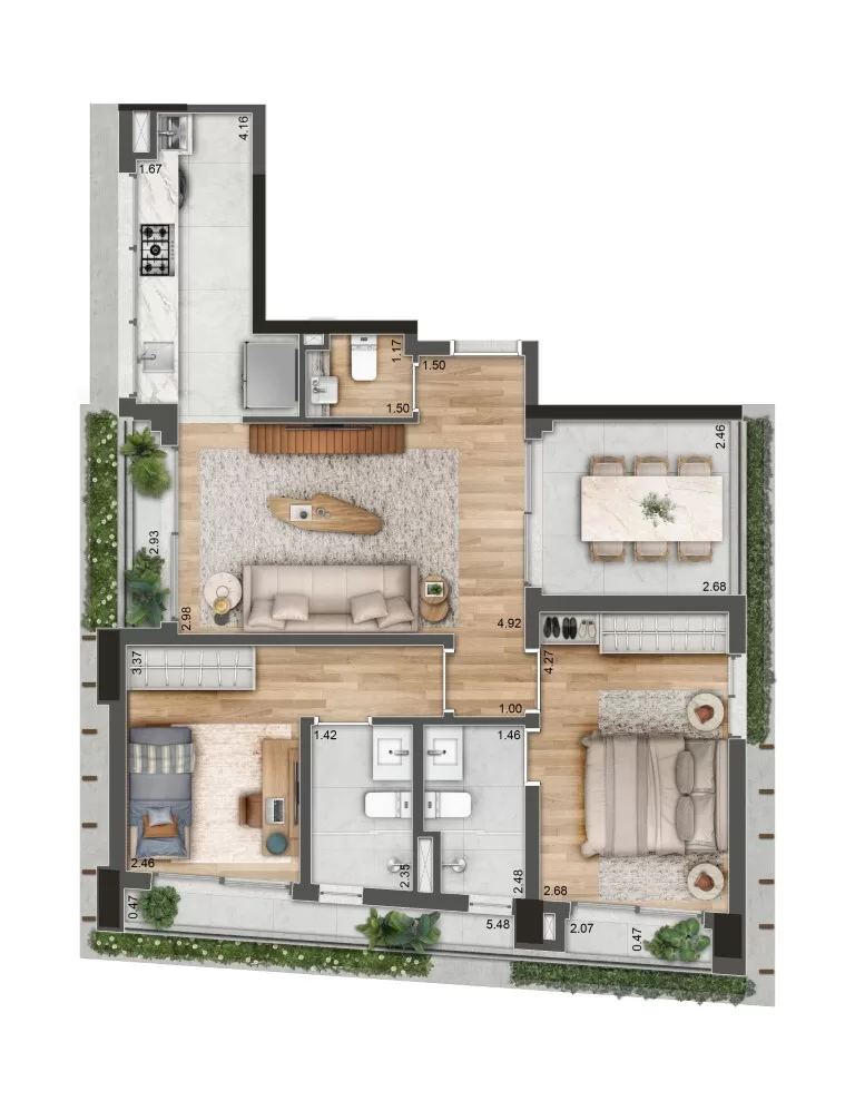 2-dorm-89m² – 177 Jerônimo – Residencial