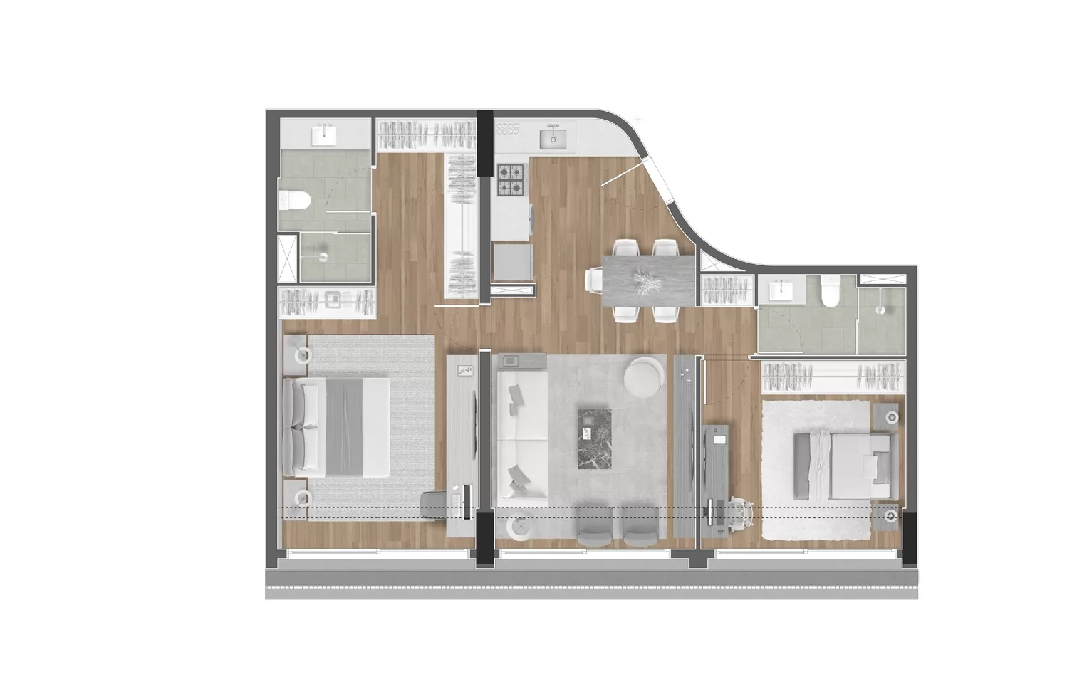 Planta 04 - 2 dorm 91m² – Itacema 396