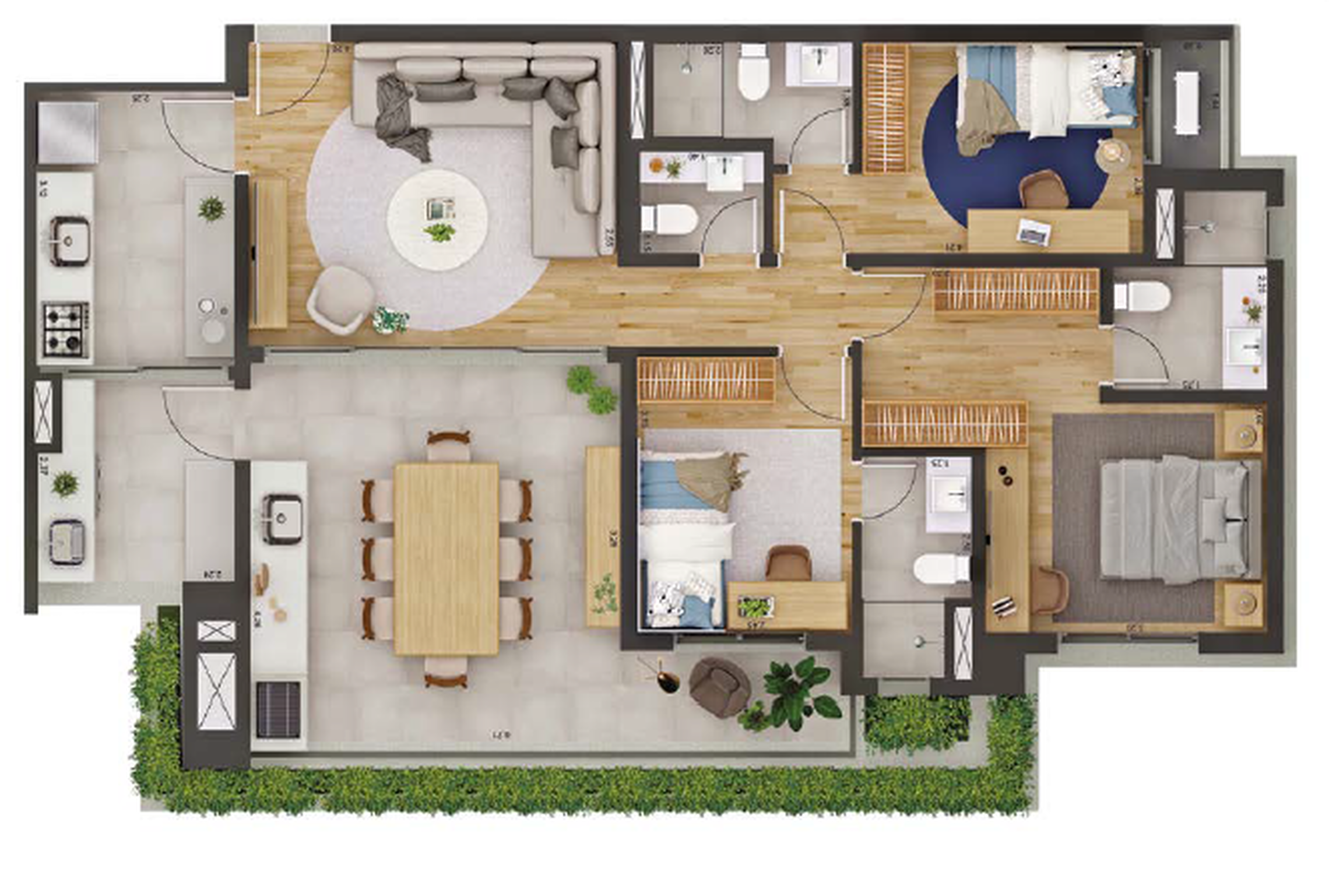 Planta 04 - 3 dorm 110m² – Florea Bosque da Saúde