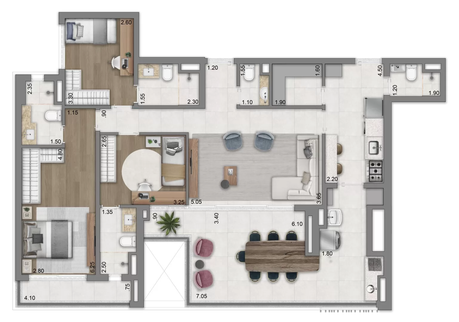 3 dorm | 134m² – Éden Park