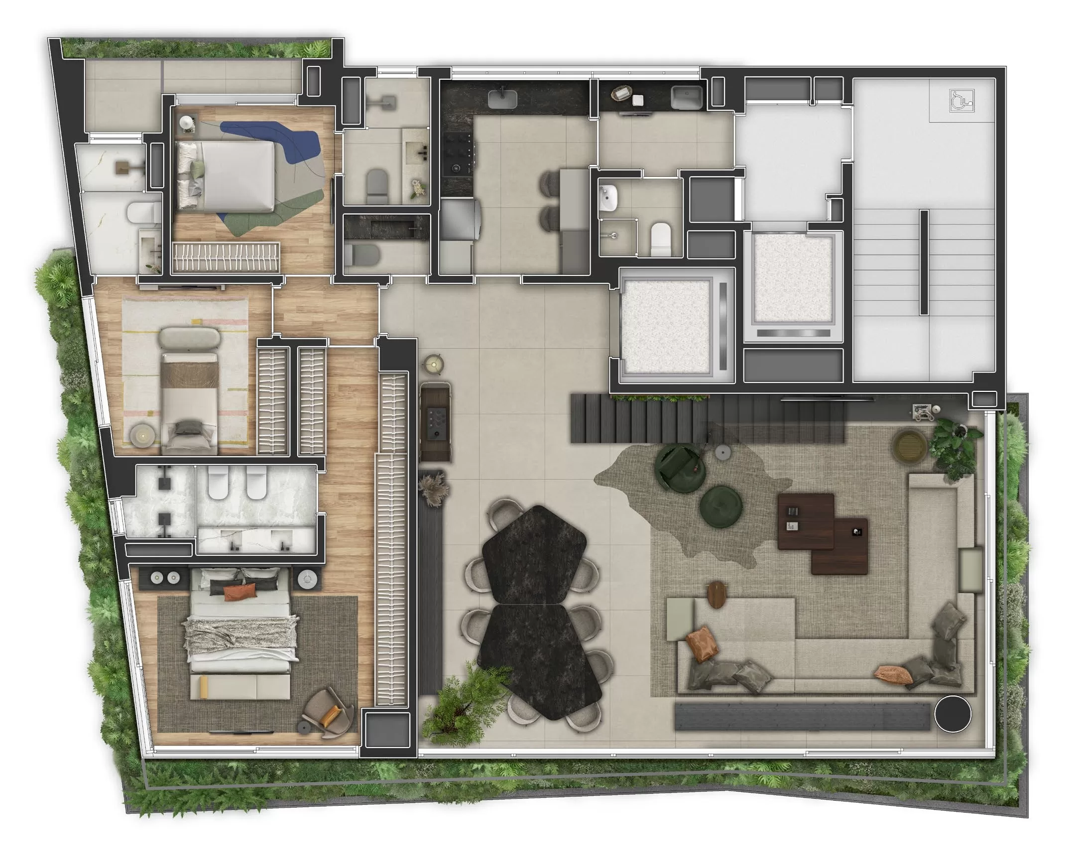 3 dorm | 390m² - cobertura duplex - inferior – Orla Paulistana