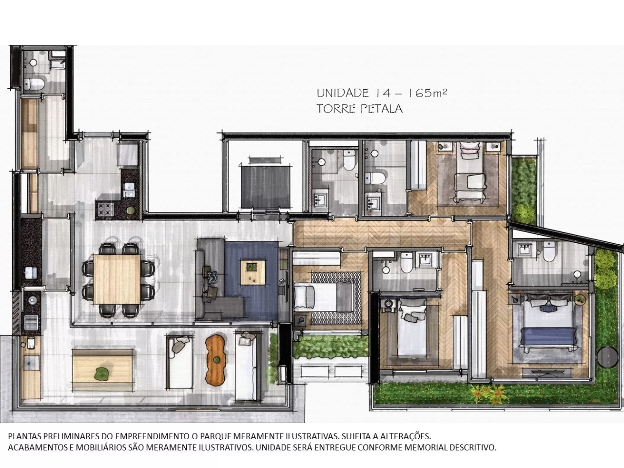 4 dorm 165m² – O Parque – Torre Pétala