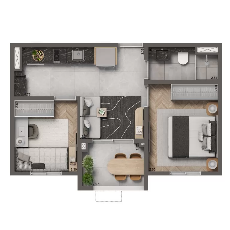2 dorm 38m² – Living Full Estaiada