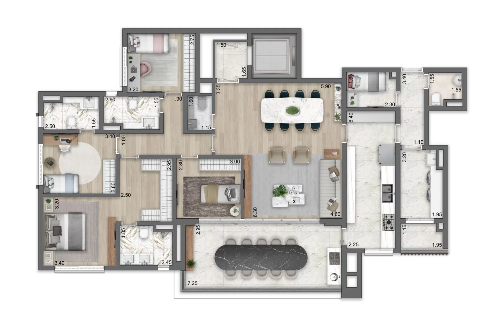 Planta 05 - 4 dorm 183m² – LIS Moema Íle Saint-Louis – Residencial