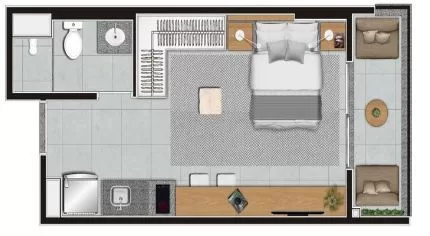 Planta 06 - 1 dorm 27m² - studio nr – Constantino Campo Belo