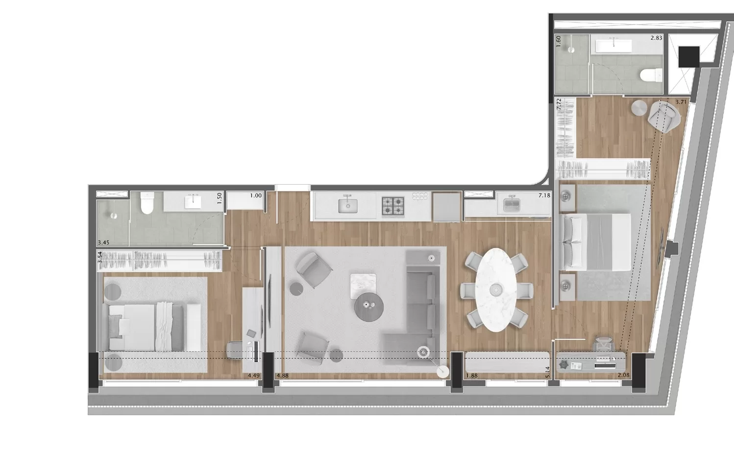 Planta 06 - 2 dorm 115m² – Itacema 396