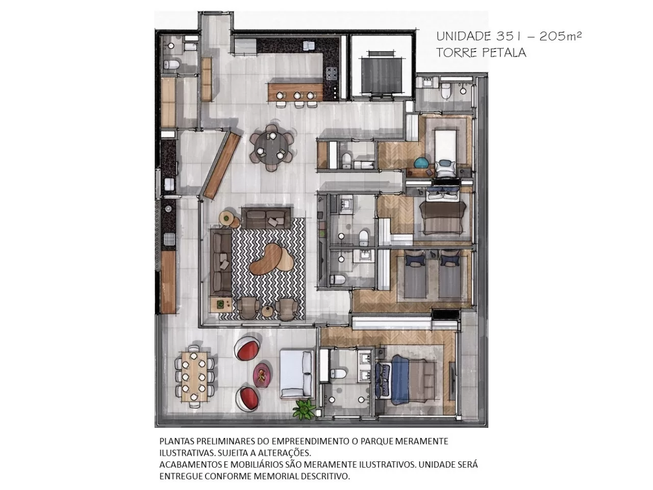 4 dorm 205m² – O Parque – Torre Pétala