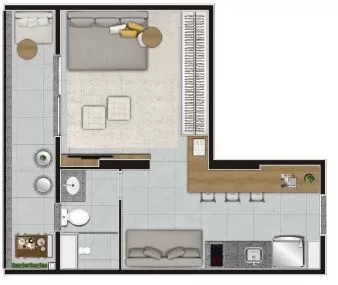 Planta 08 - 1 dorm 34m²- studio nr – Constantino Campo Belo