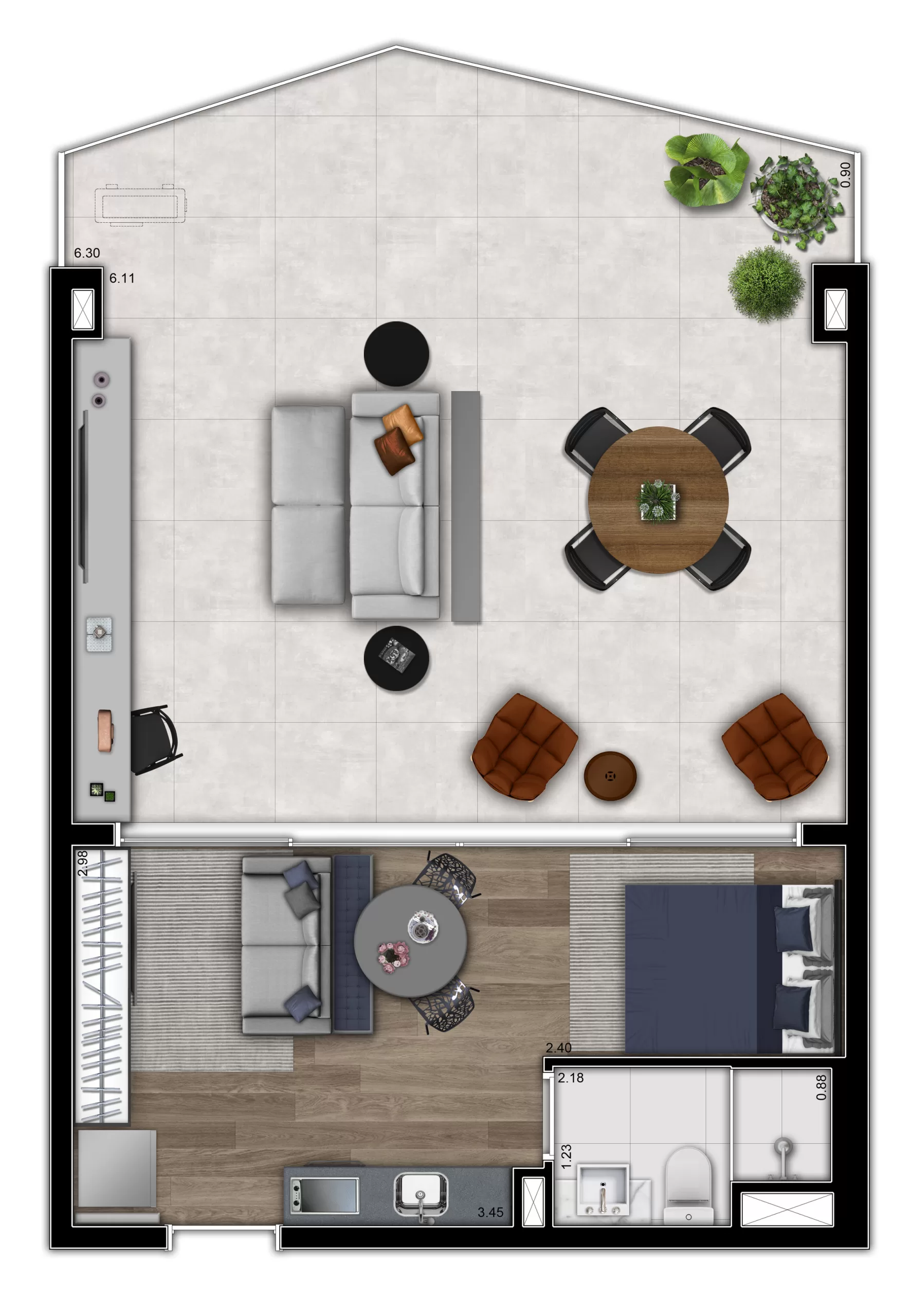 1-dorm-57m²-studio – VN Millennium Faria Lima