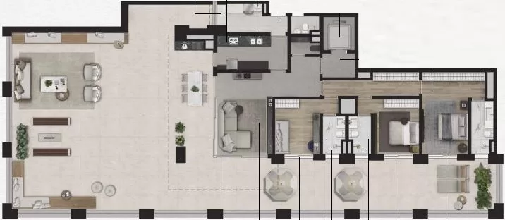 Planta 09 - 3 dorm 348 02m² - garden – Praça Lindenberg Macurapé