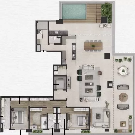 Planta 10- 3 dorm 314m² - cobertura horizontal – Praça Lindenberg Macurapé