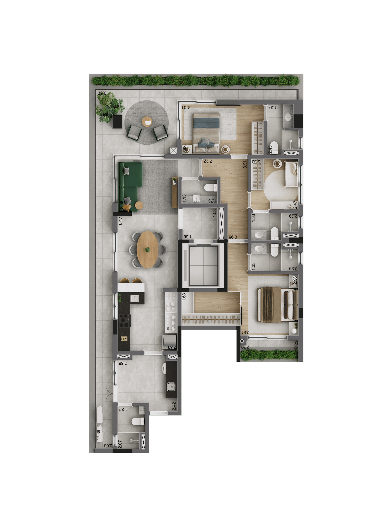 Planta padrão 140m² – The Only Moema