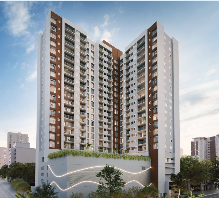 Fachada do empreendimento Raízes Premium Campo Belo