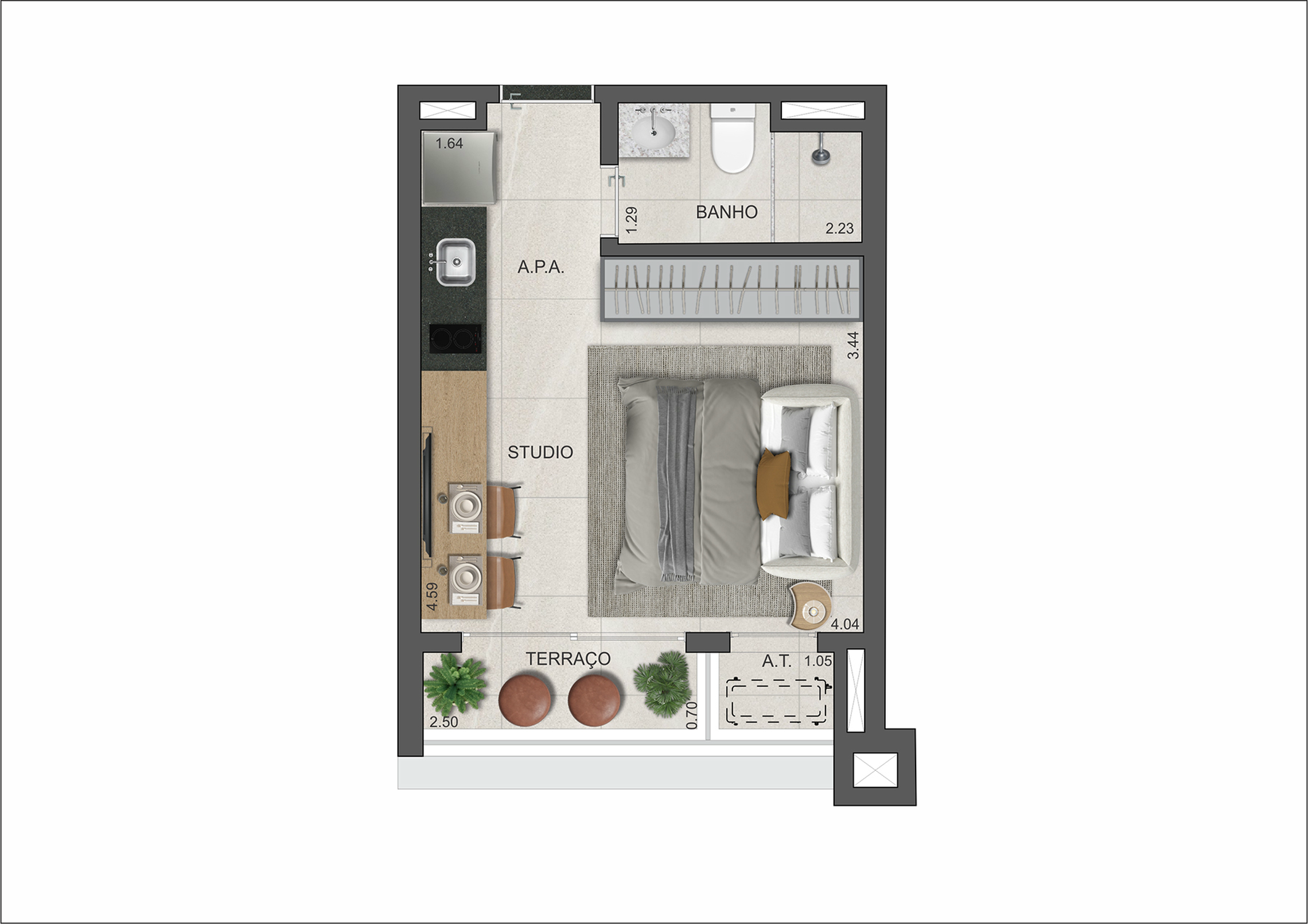 Studio 25m² – VP Moema