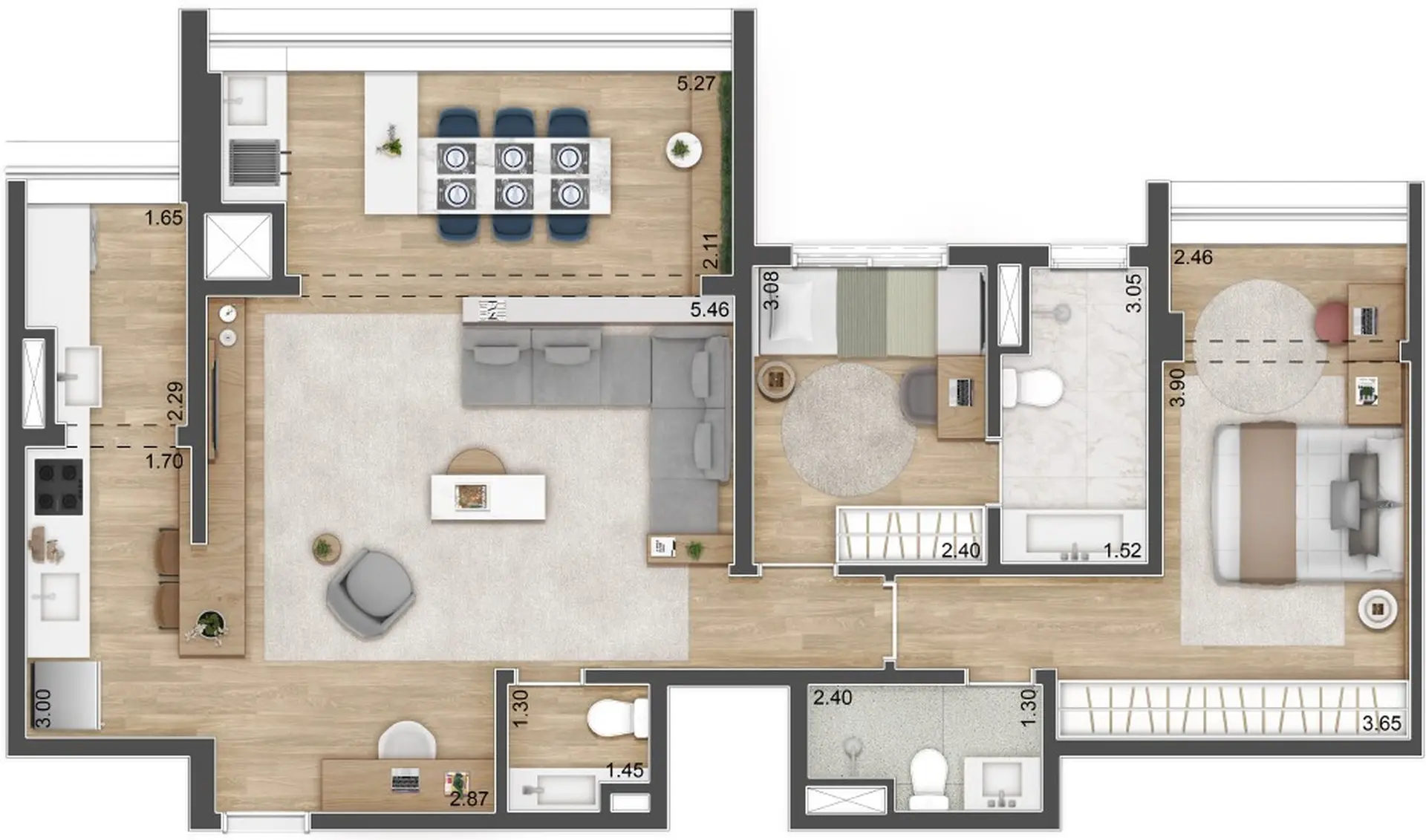 Planta 3 – Hi View Alto da Boa Vista Residence