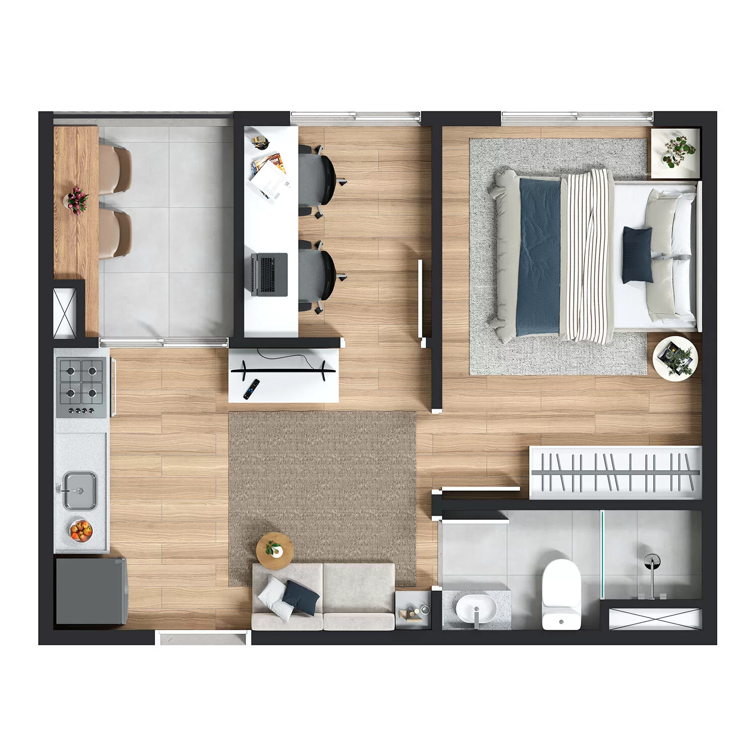 Planta 03 - 1 dorm 28m² – Maskan Estação Jabaquara