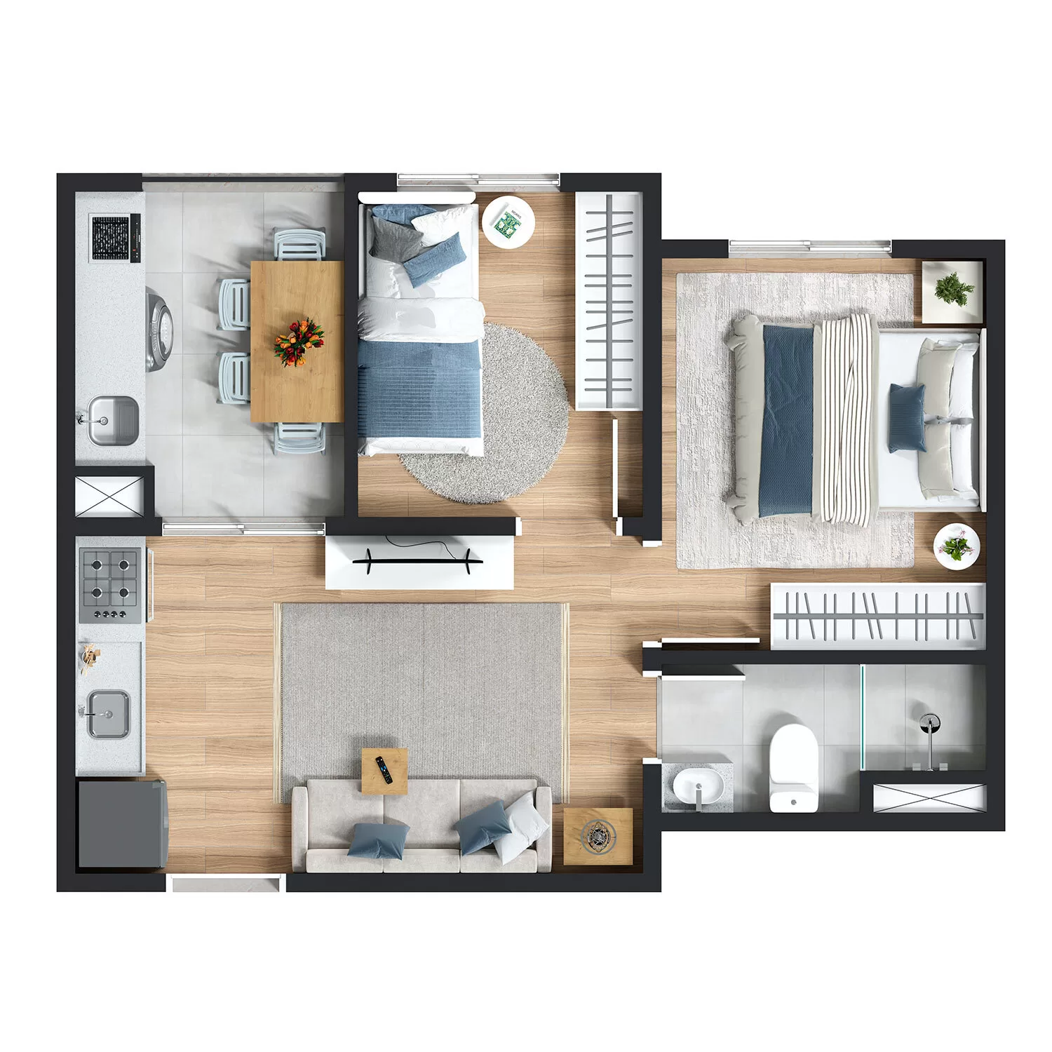 Planta 05 - 2 dorm 30m² – Maskan Estação Jabaquara