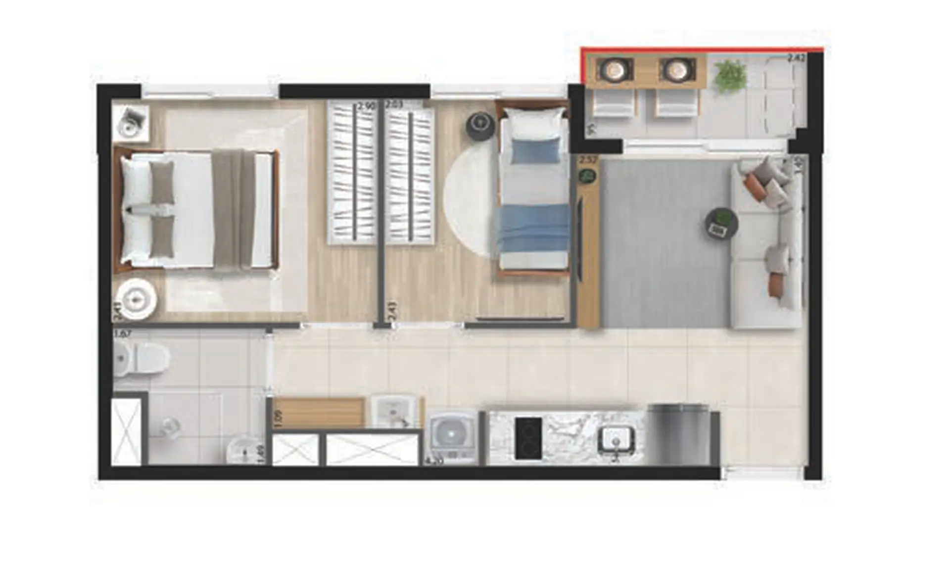 Planta 1 – Bracon Perdizes – Residencial