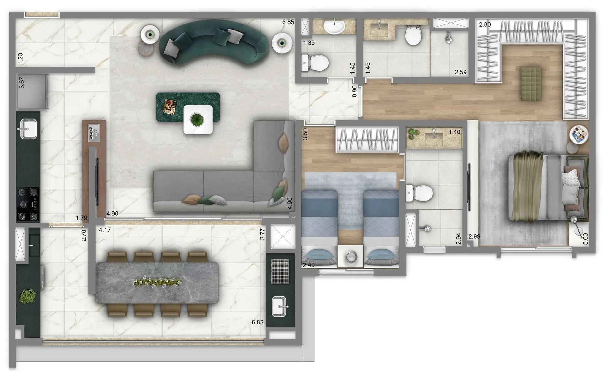 Planta 1 – Living Villaggio Tatuapé Pienza
