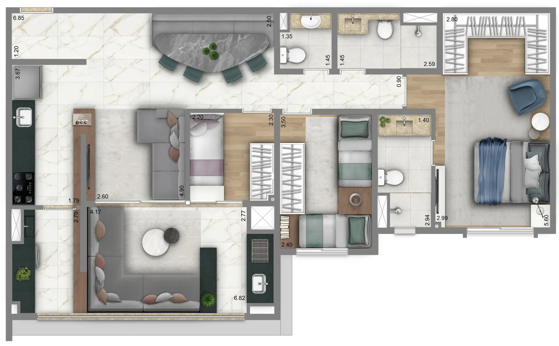 Planta 2 – Living Villaggio Tatuapé Pienza