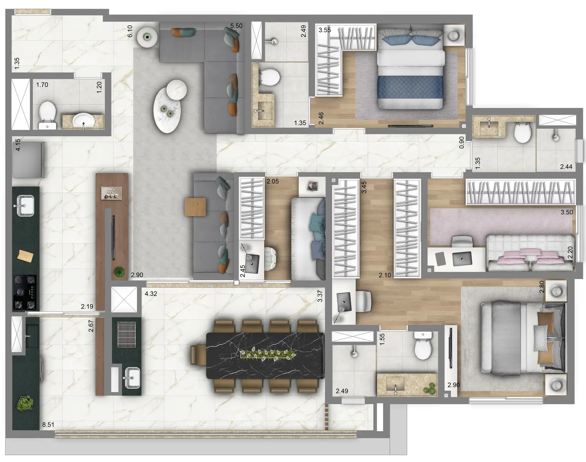 Planta 3 – Living Villaggio Tatuapé Pienza