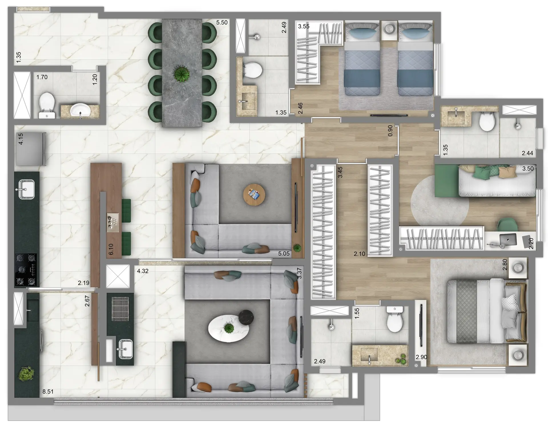 Planta 4 – Living Villaggio Tatuapé Pienza