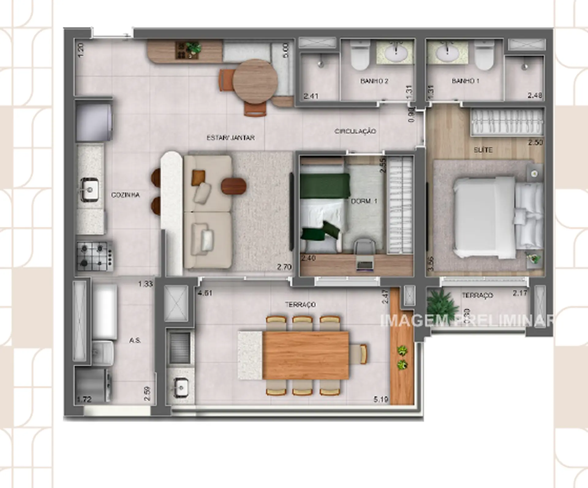 Planta 3 – Parque Diálogo Vila Ema Residences