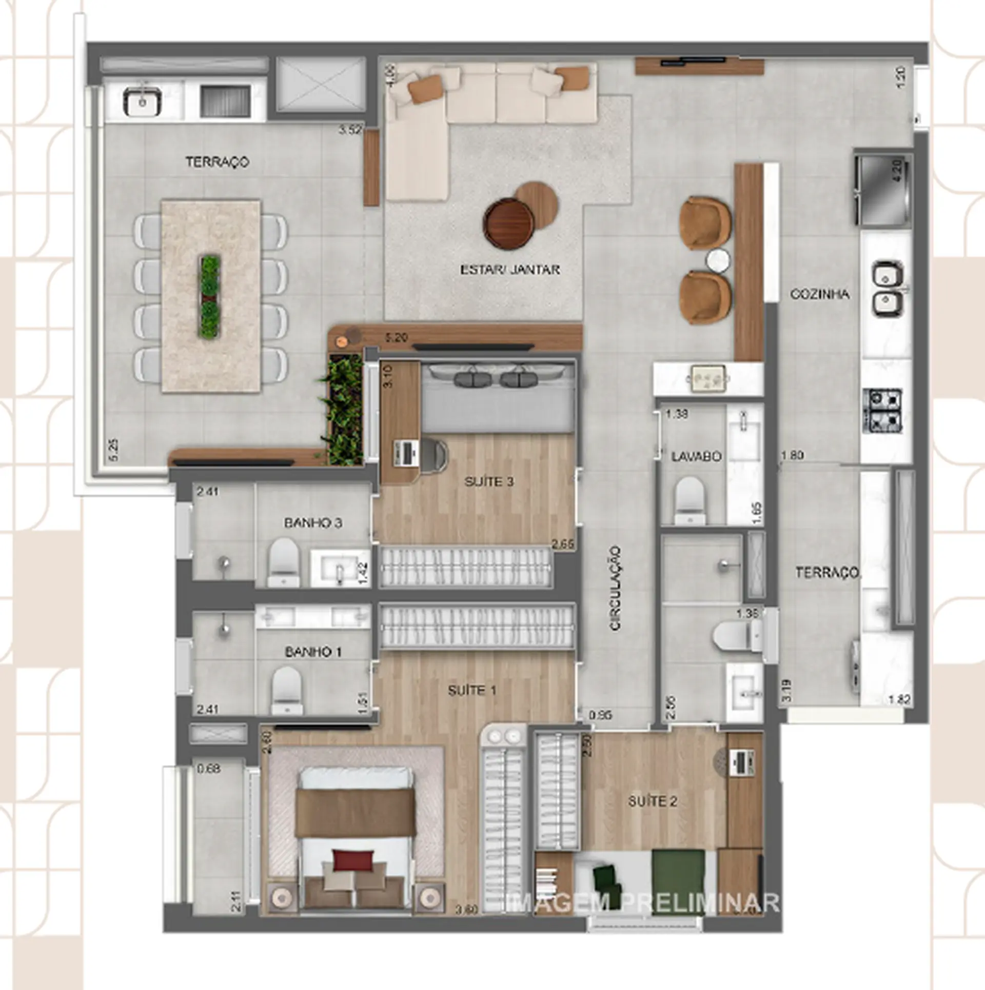 Planta 1 – Parque Diálogo Vila Ema Residences