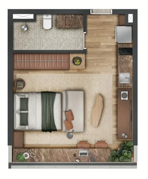 Planta do 1800 Oscar Pinheiros em Pinheiros — 1 dormitório – 34 m²