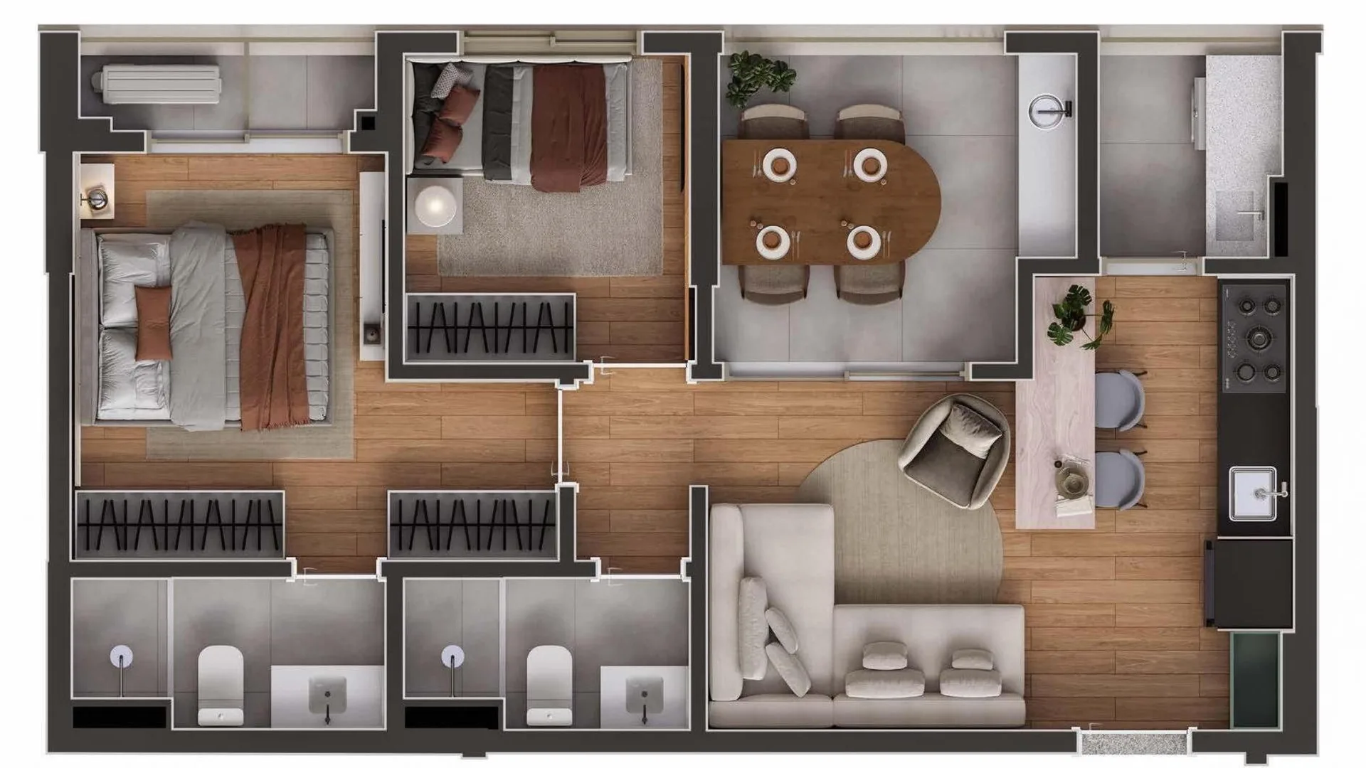 Planta do 312 Jam Moema em Moema — 2 dormitórios, 55,37 m²