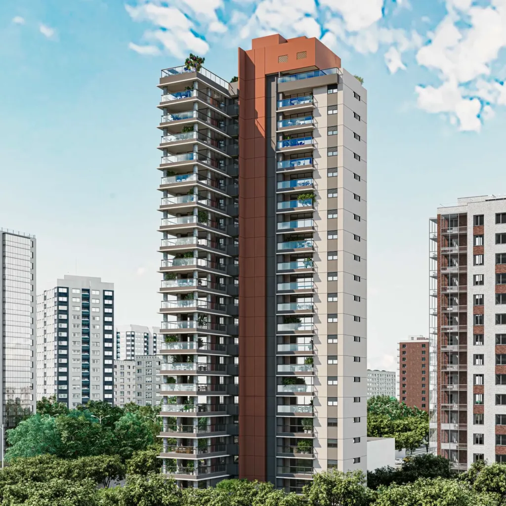 Fachada do empreendimento Lumen Campo Belo