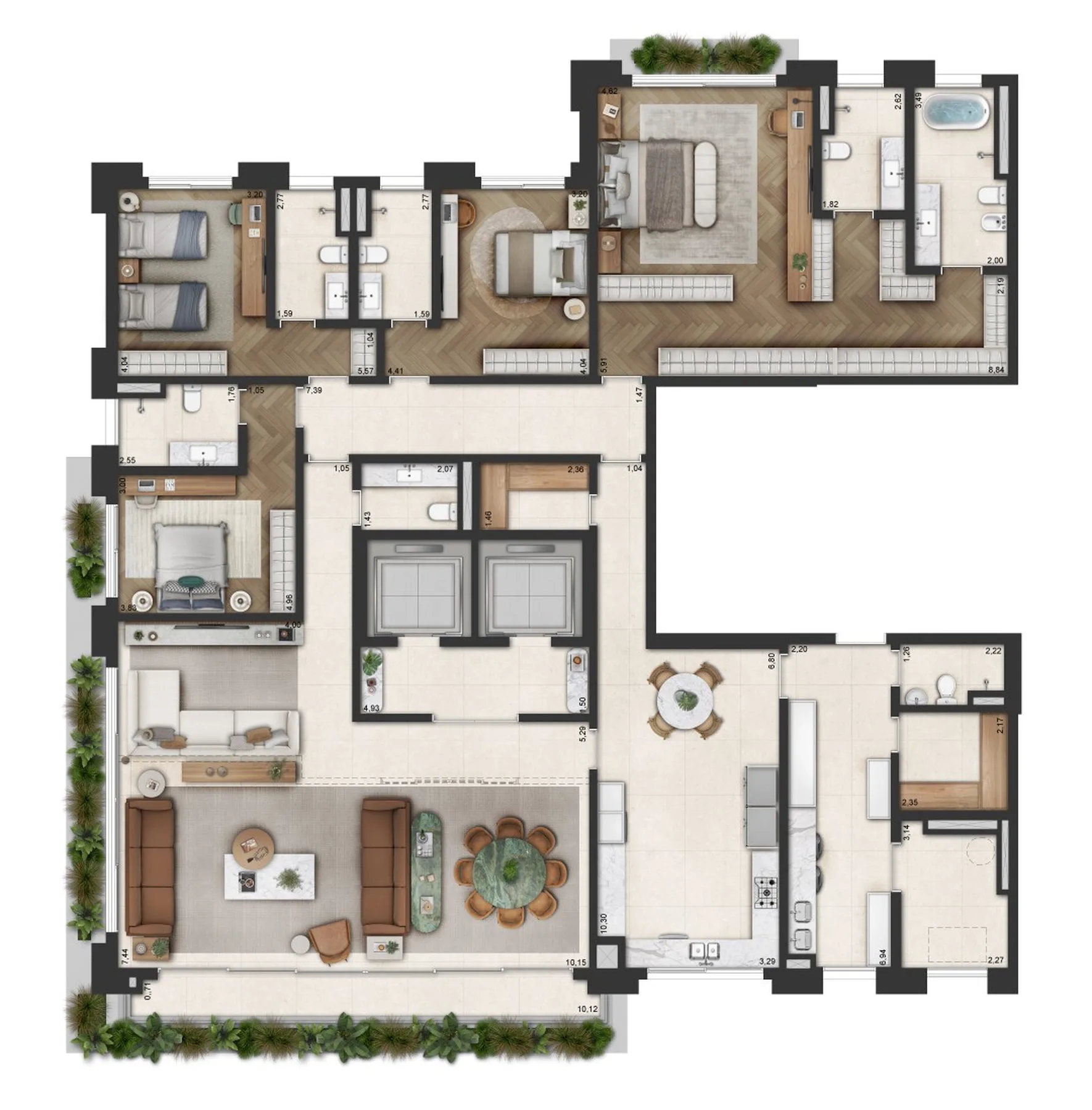 Planta do Adolpho Lindenberg em Moema — 4 dormitórios, 331,05 m²