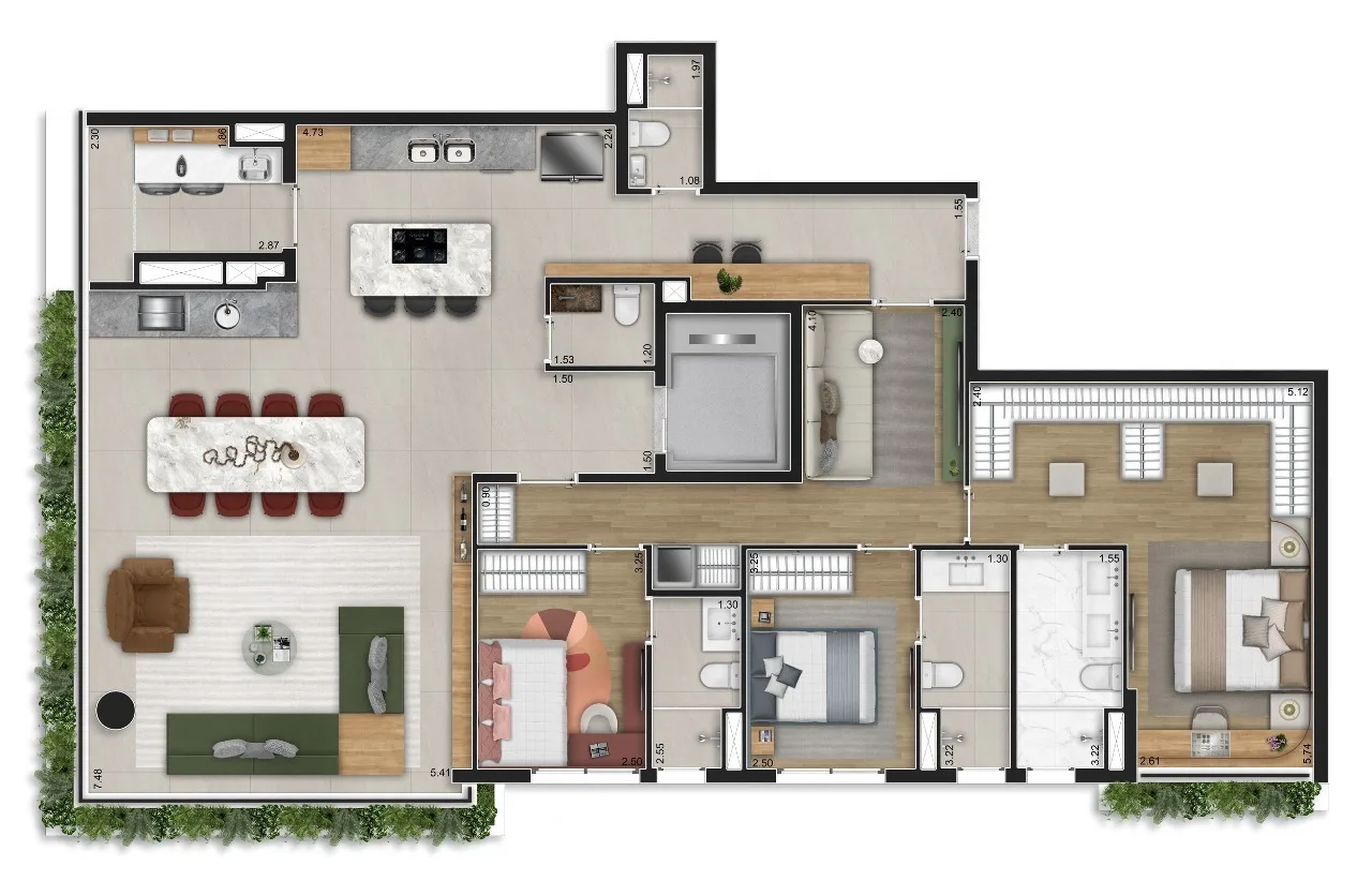 Planta do Aire Alto de Pinheiros em Pinheiros — 3 dormitórios, 167,83 m² (opção)