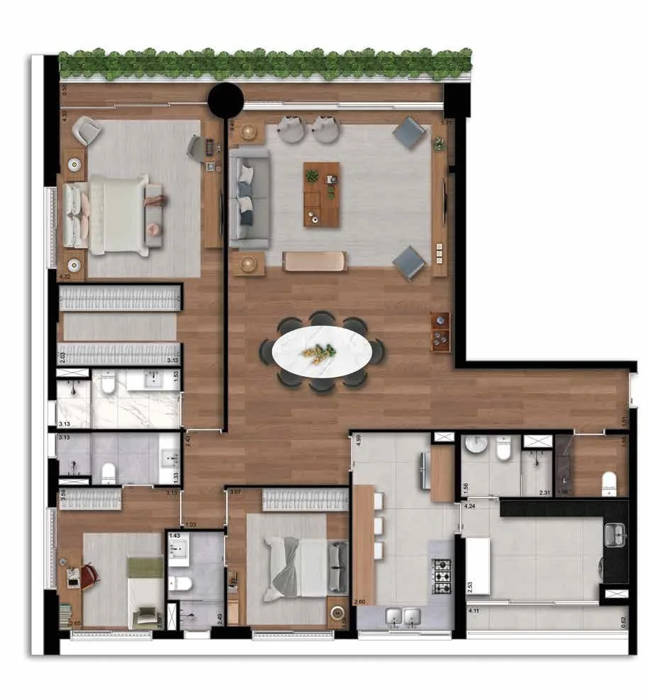 Planta do Albero em Itaim Bibi — 3 dormitórios, 181 m²