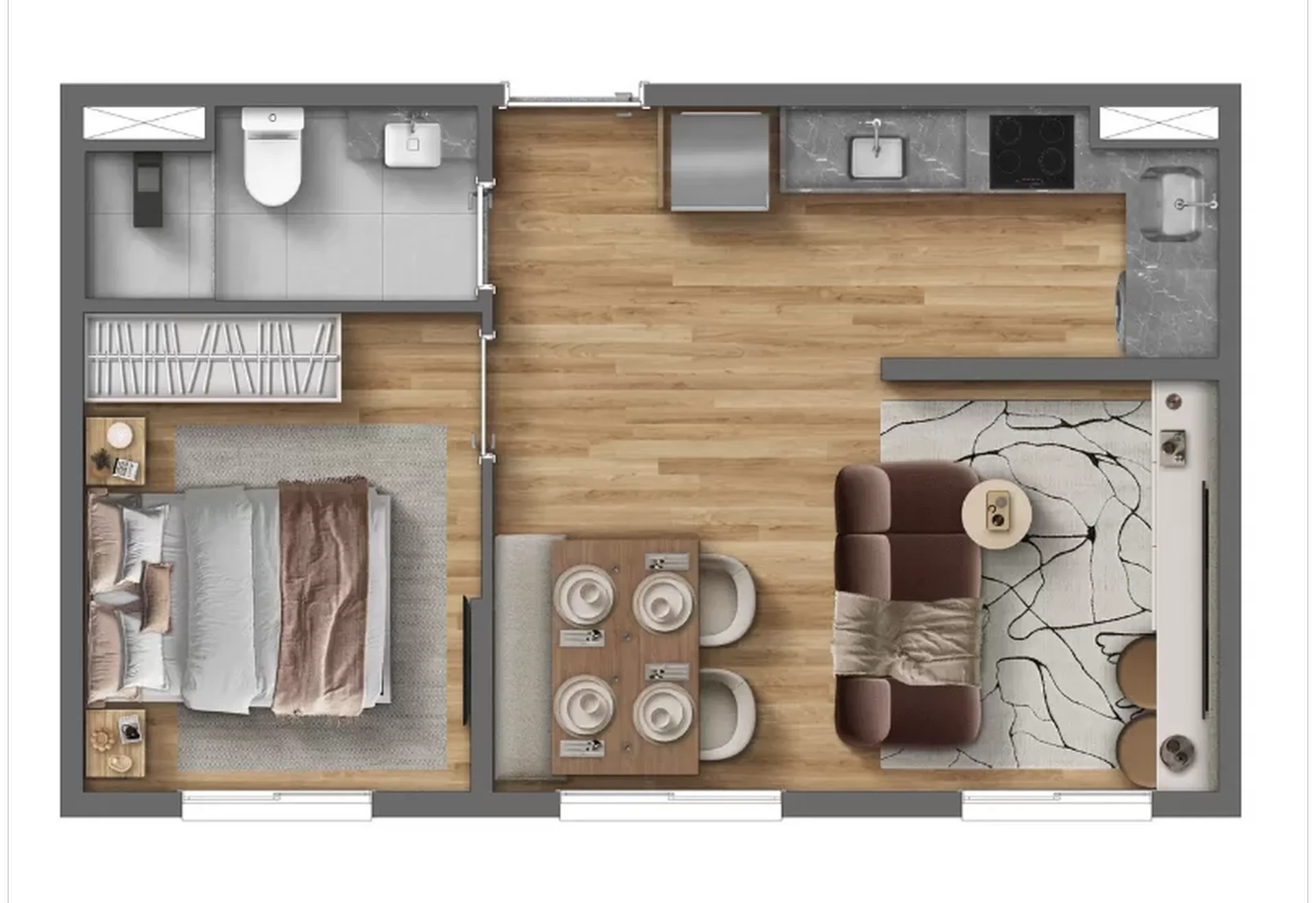 Planta do Alfredo Santo Amaro em Santo Amaro — 1 dormitório, 32 m² (opção)