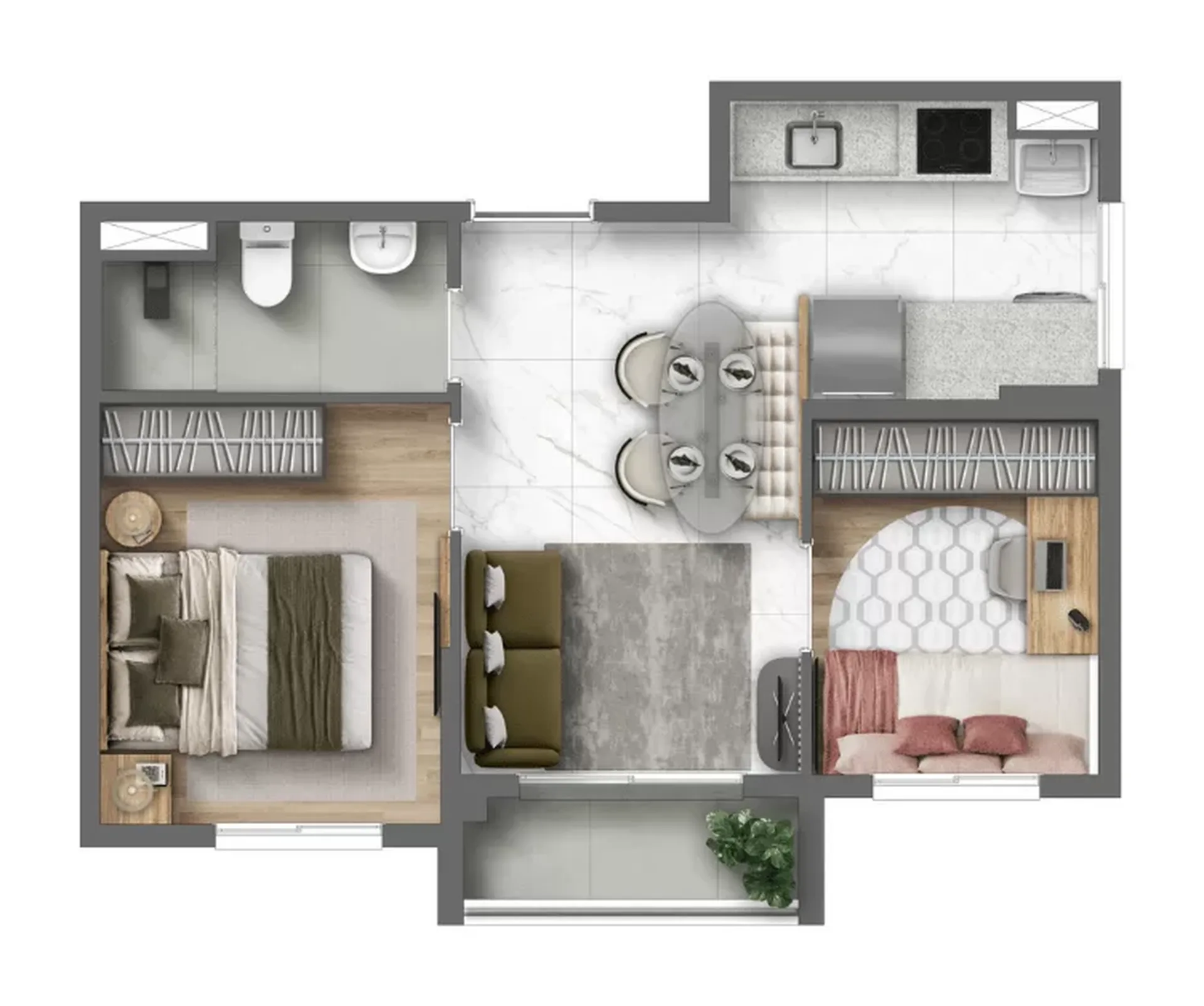 Planta do Alfredo Santo Amaro em Santo Amaro — 2 dormitórios, 35 m²