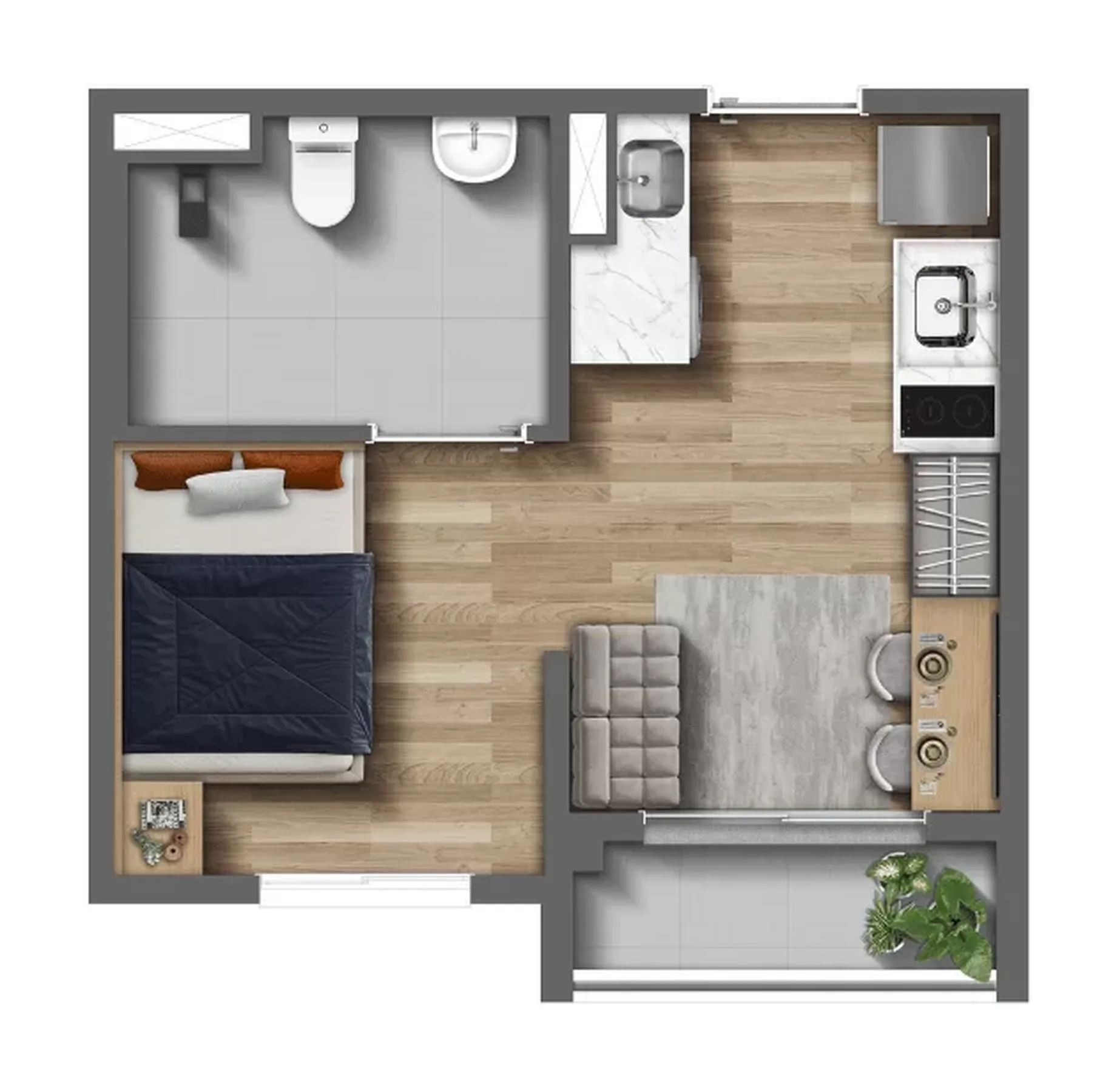 Planta do Alfredo Santo Amaro em Santo Amaro — 1 dormitório – 24 m² Studio