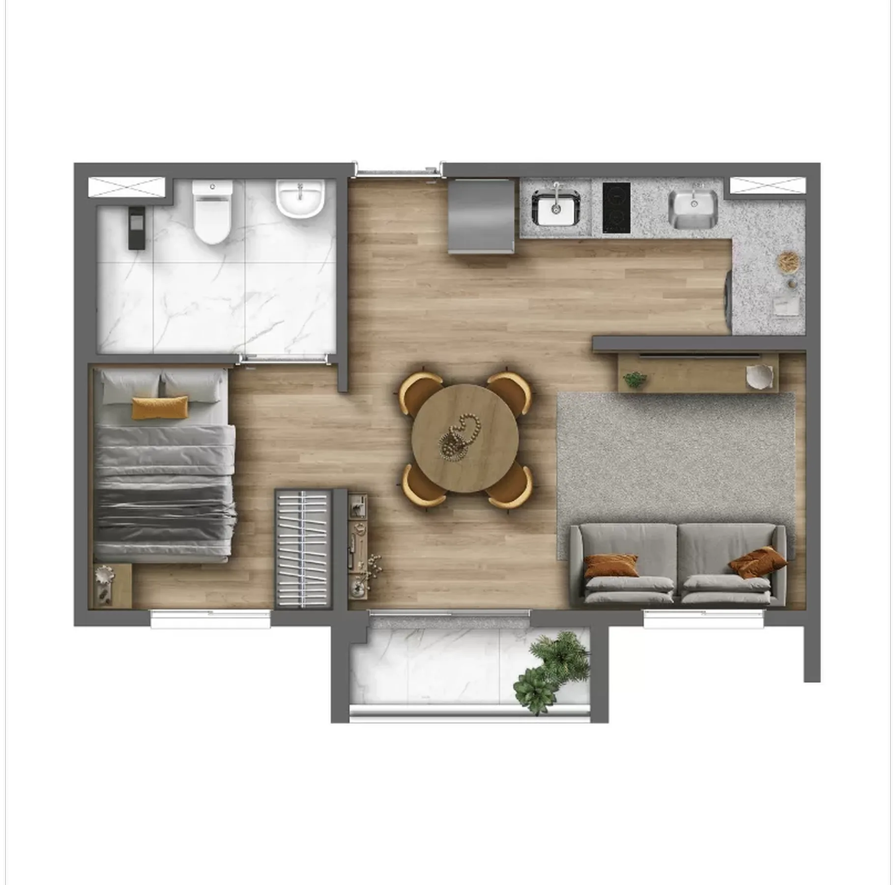 Planta do Alfredo Santo Amaro em Santo Amaro — 1 dormitório – 35 m² Studio
