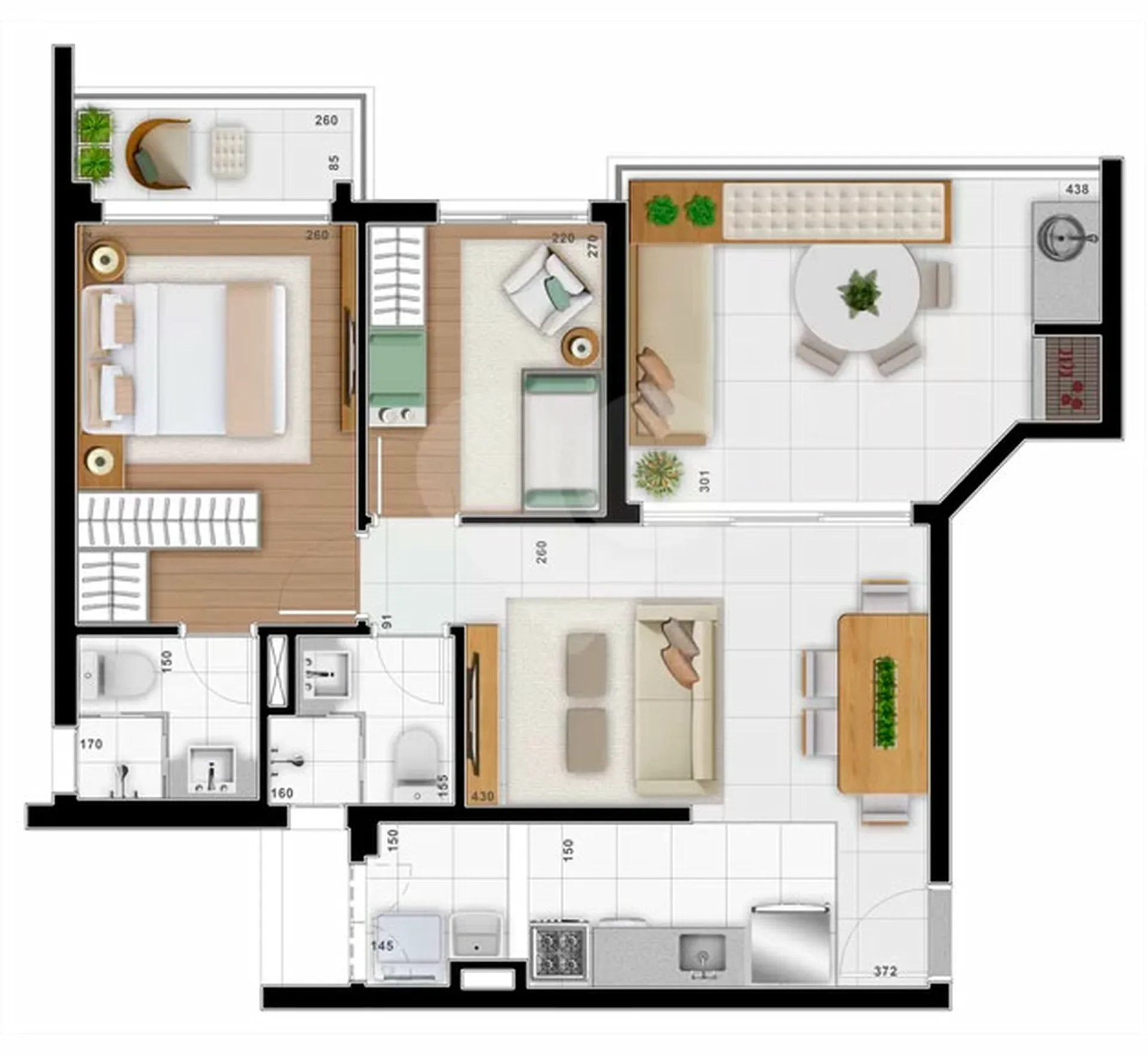 Planta do All Jazz em Vila Mascote — 2 dormitórios, 68 m²