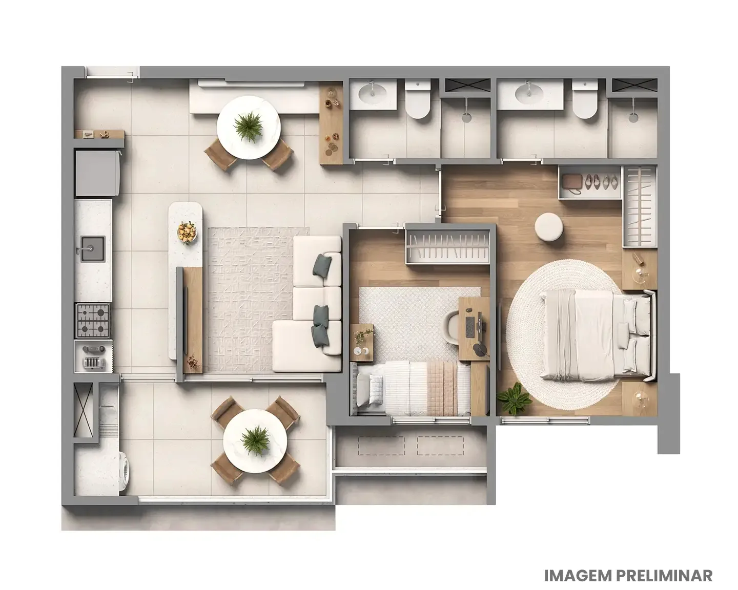 Planta do Almadá Vila Madalena em Vila Madalena — 2 dormitórios, 58 m²