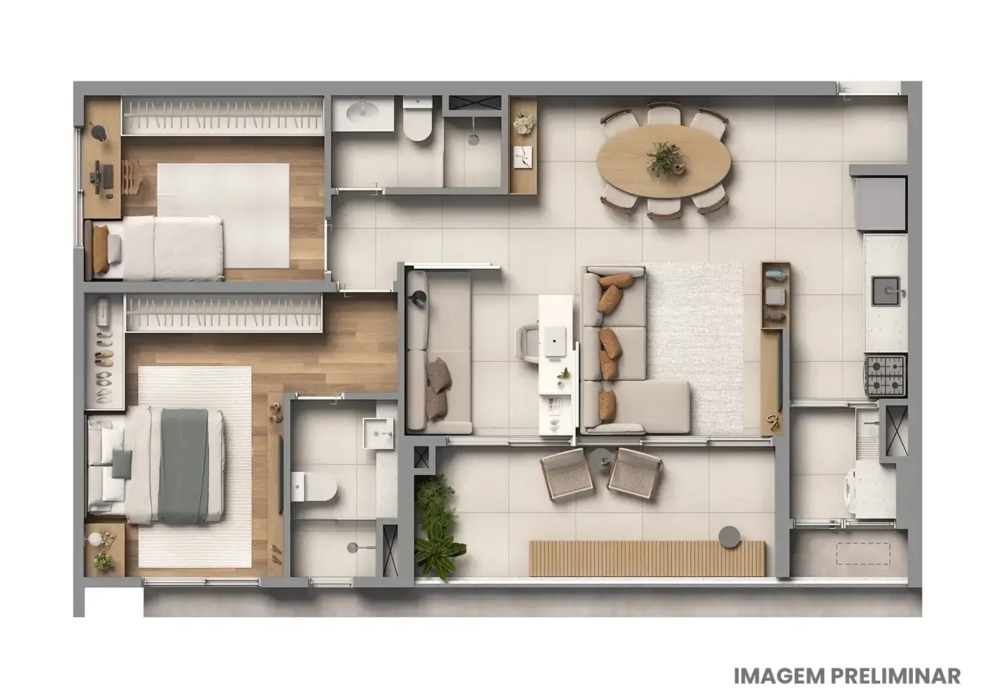 Planta do Almadá Vila Madalena em Vila Madalena — 2 dormitórios, 77 m² (opção)