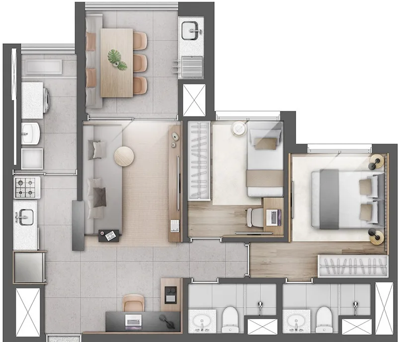 Planta do Alta Romana by REM em Vila Romana — 2 dormitórios, 61, m²